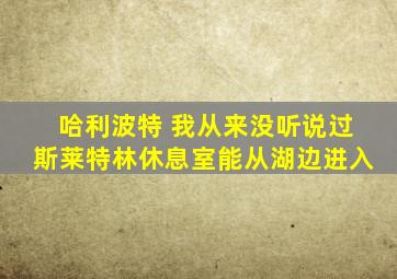 哈利波特 我从来没听说过斯莱特林休息室能从湖边进入